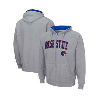 Men's Heathered Gray Boise State Broncos Arch and Logo 3.0 Full-Zip Hoodie