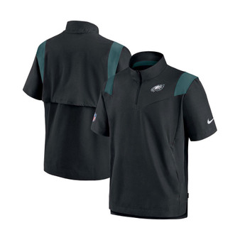 Men's Black Philadelphia Eagles Sideline Coaches Short Sleeve Quarter-Zip Jacket