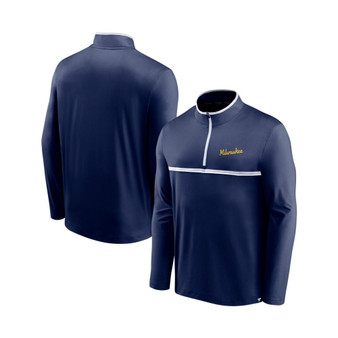 Men's Branded Navy Milwaukee Brewers Line Up Wordmark Clutch Quarter-Zip Jacket