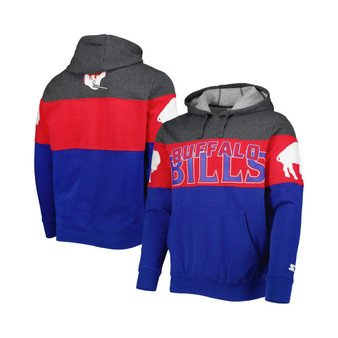 Men's Royal, Heather Charcoal Buffalo Bills Extreme Vintage-Like Logos Pullover Hoodie
