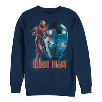 Marvel Men's Avengers Endgame Iron Man Big Face Action Pose, Crewneck Fleece