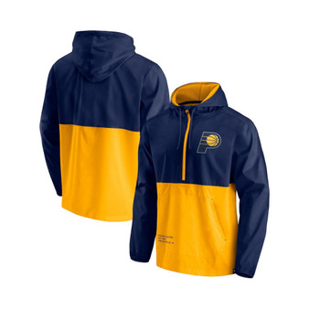 Men's Navy, Gold Indiana Pacers Anorak Block Party Windbreaker Half-Zip Hoodie Jacket