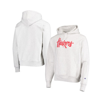Men's Heathered Gray Nebraska Huskers Team Vault Logo Reverse Weave Pullover Hoodie