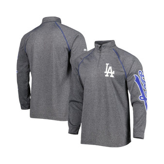 Men's Heather Gray Los Angeles Dodgers Wordmark Raglan Quarter-Zip Top
