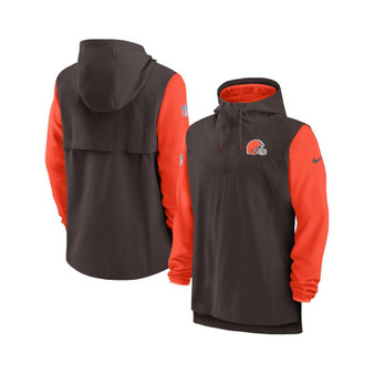 Men's Brown, Orange Cleveland Browns Sideline Player Quarter-zip Hoodie