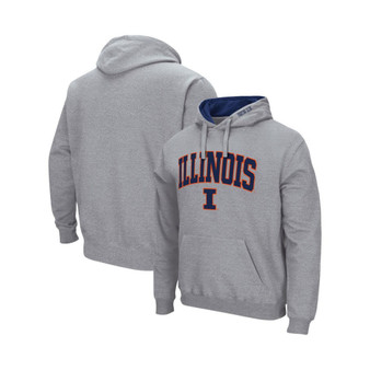 Men's Heathered Gray Illinois Fighting Illini Arch and Logo 3.0 Pullover Hoodie