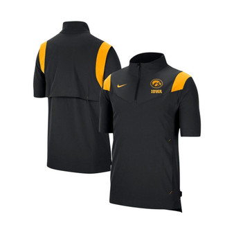 Men's Black Iowa Hawkeyes Coach Short Sleeve Quarter-Zip Jacket