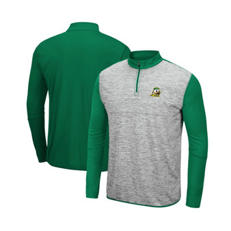 Men's Heathered Gray, Green Oregon Ducks Prospect Quarter-Zip Jacket