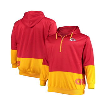 Men's Red, Gold-Tone Kansas City Chiefs Big and Tall Quarter-Zip Hoodie