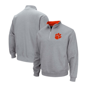 Men's Heathered Gray Clemson Tigers Tortugas Team Logo Quarter-Zip Jacket