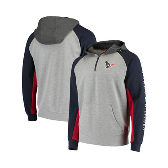 Men's Heathered Gray and Navy Houston Texans Color Block Quarter-Zip Pullover Hoodie