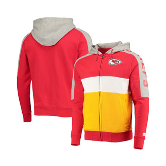 Men's Red and Gold Kansas City Chiefs Playoffs Color Block Full-Zip Hoodie