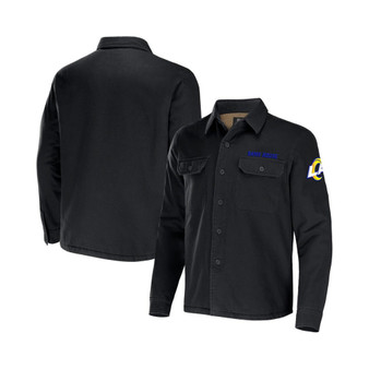 Men's NFL x Darius Rucker Collection by Black Los Angeles Rams Canvas Button-Up Shirt Jacket