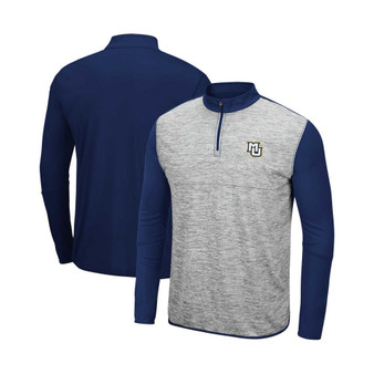 Men's Heather Gray, Navy Marquette Golden Eagles Prospect Quarter-Zip Jacket