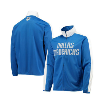 Men's Blue, White Dallas Mavericks Zone Blitz Tricot Full-Zip Track Jacket