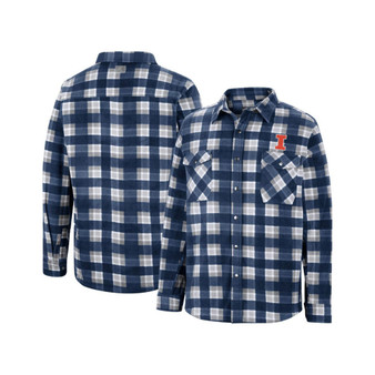 Men's Navy, White Illinois Fighting Illini Ellis Plaid Full-Snap Shirt Jacket