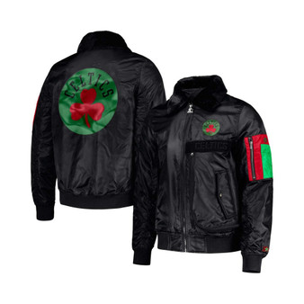 Men's x Ty Mopkins Black Boston Celtics Black History Month Satin Full-Zip Jacket