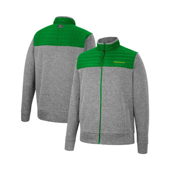 Men's Gray, Kelly Green Oregon Ducks Putter Herringbone Full-Zip Jacket