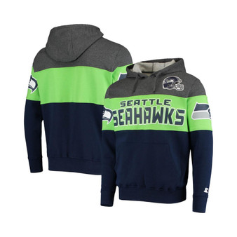 Men's Heathered Gray, Neon Green Seattle Seahawks Extreme Fireballer Pullover Hoodie