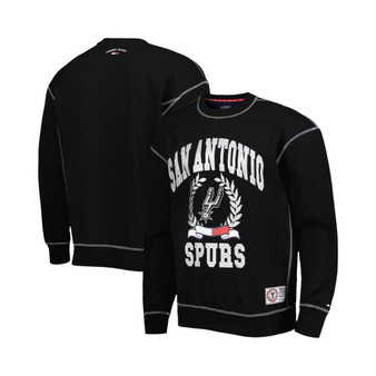 Men's Black San Antonio Spurs Peter French Terry Pullover Crew Sweatshirt