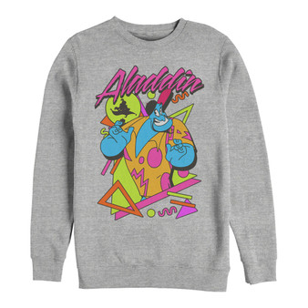 Disney Men's Aladdin Genie in a Shirt Retro Abstract, Crewneck Fleece