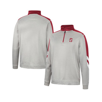 Men's Gray and Cardinal Stanford Cardinal Bushwood Fleece Quarter-Zip Jacket