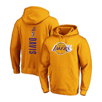 Men's Anthony Davis Gold Los Angeles Lakers Team Playmaker Name and Number Pullover Hoodie