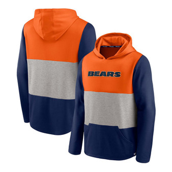 Men's Orange and Navy Chicago Bears Linear Logo Pullover Hoodie