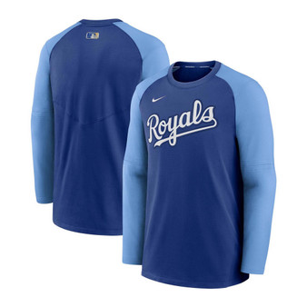 Men's Royal, Light Blue Kansas City Royals Authentic Collection Pregame Performance Raglan Pullover Sweatshirt