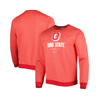 Men's Heathered Scarlet Ohio State Buckeyes Vault Stack Club Fleece Pullover Sweatshirt