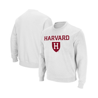 Men's White Harvard Crimson Team Arch Logo Tackle Twill Pullover Sweatshirt