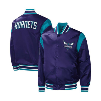 Men's Purple Charlotte Hornets Force Play Satin Full-Snap Varsity Jacket