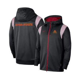 Men's Black Iowa State Cyclones Sideline Performance Full-Zip Hoodie