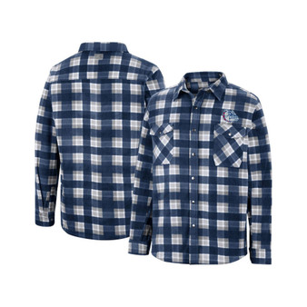 Men's Navy, White Gonzaga Bulldogs Ellis Plaid Full-Snap Shirt Jacket