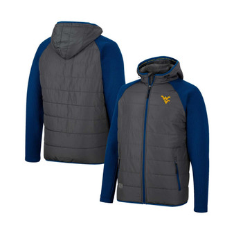 Men's Charcoal, Navy West Virginia Mountaineers Good On You Raglan Full-Zip Jacket