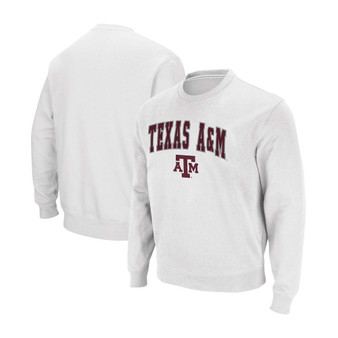 Men's White Texas A M Aggies Arch Logo Tackle Twill Pullover Sweatshirt