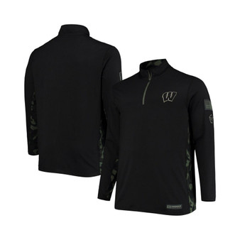 Men's Black Wisconsin Badgers OHT Military-Inspired Appreciation Big and Tall Quarter-Zip Jacket