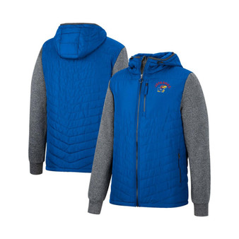 Men's Royal, Charcoal Kansas Jayhawks Course Herringbone Full-Zip Hoodie