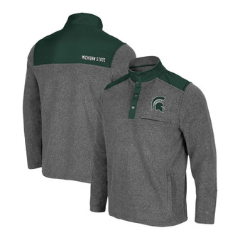 Men's Heather Charcoal, Green Michigan State Spartans Huff Snap Pullover