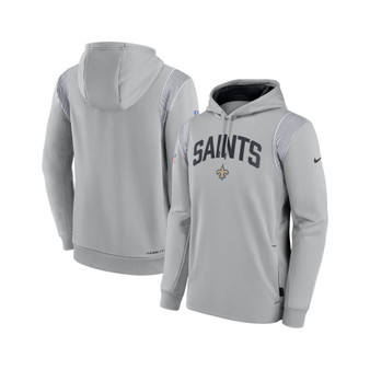 Men's Gray New Orleans Saints Sideline Athletic Stack Performance Pullover Hoodie
