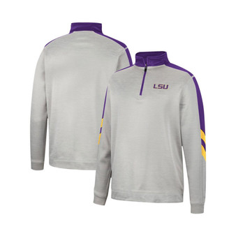 Men's Gray and Purple LSU Tigers Bushwood Fleece Quarter-Zip Jacket