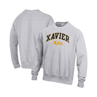 Men's Heathered Gray XULA Gold Arch Over Logo Reverse Weave Pullover Sweatshirt