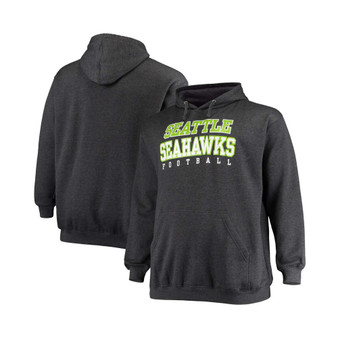 Men's Big and Tall Heathered Charcoal Seattle Seahawks Practice Pullover Hoodie