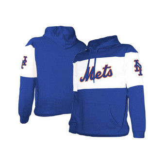 Men's Royal, White New York Mets Stripe Pullover Hoodie