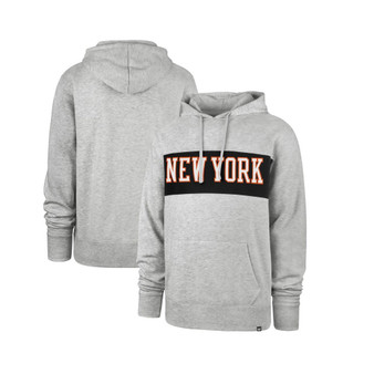 Men's '47 Gray New York Knicks 2021/22 City Edition Wordmark Chest Pass Pullover Hoodie