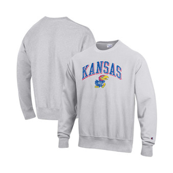 Men's Gray Kansas Jayhawks Arch Over Logo Reverse Weave Pullover Sweatshirt