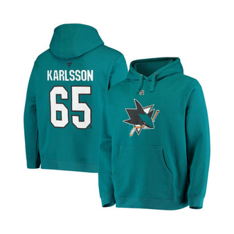 Men's Branded Erik Karlsson Teal San Jose Sharks Primary Logo Name and Number Hoodie