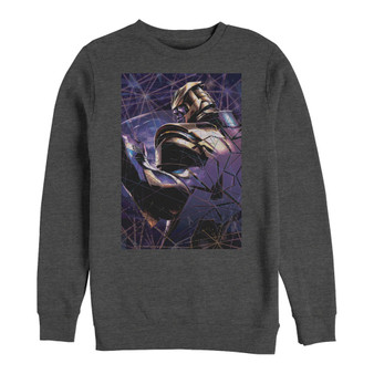 Marvel Men's Avengers Endgame Thanos Galaxy Shattered Glass, Crewneck Fleece