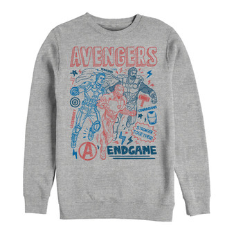 Marvel Men's Avengers Endgame Stronger Together Doodle Sketch, Crewneck Fleece