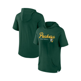 Men's Branded Hunter Green Green Bay Packers Offensive Strategy Short Sleeve Pullover Hoodie